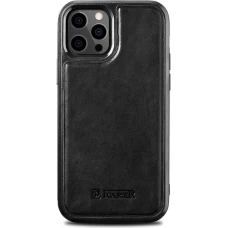 Coque iPhone 12 Pro Max - ICARER cuir v&eacute;ritable Oil Wax Premium - Noir