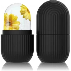 Ice face rouleau de massage facial cryothérapie en silicone outil de soin et massage de la peau - Noir
