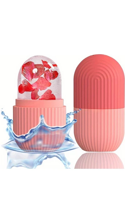 Ice face rouleau de massage facial cryothérapie en silicone outil de soin et massage de la peau - Rouge