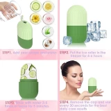 Ice face rouleau de massage facial cryothérapie en silicone outil de soin et massage de la peau - Rouge