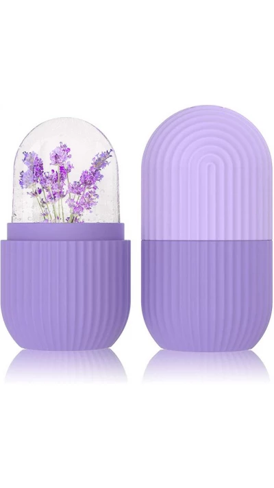 Ice face rouleau de massage facial cryothérapie en silicone outil de soin et massage de la peau - Violet