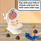 Jeu de Tir Drôle Toilette avec 2 Lancers et 6 Figurines Caca pour Enfants