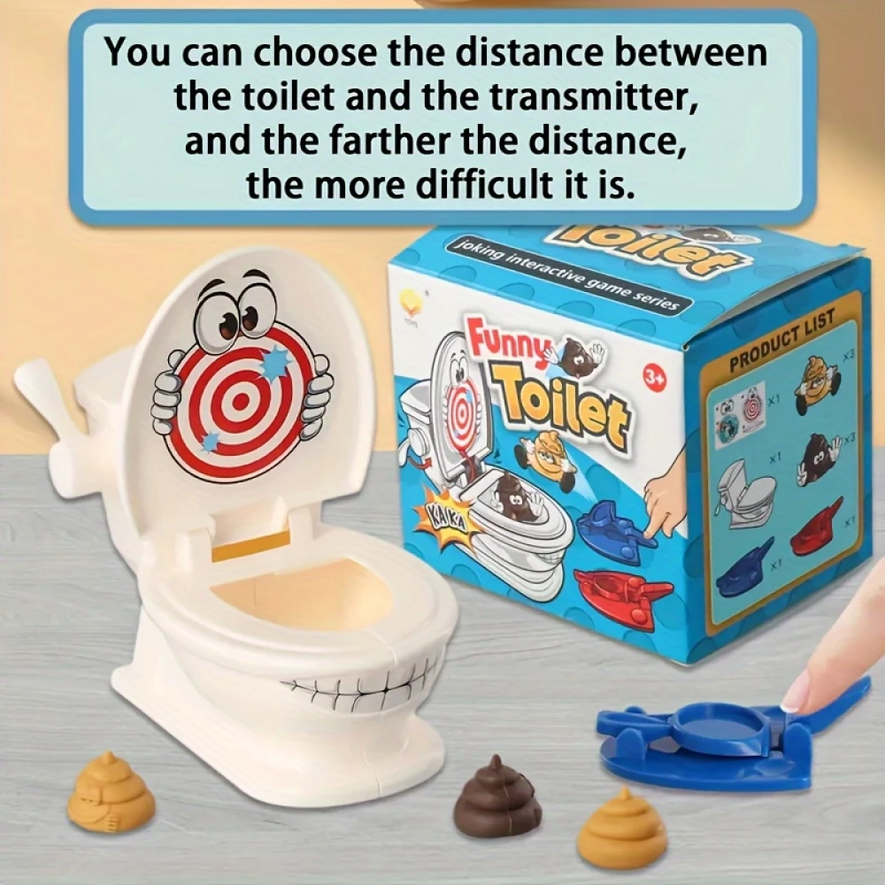 Jeu de Tir Drôle Toilette avec 2 Lancers et 6 Figurines Caca pour Enfants