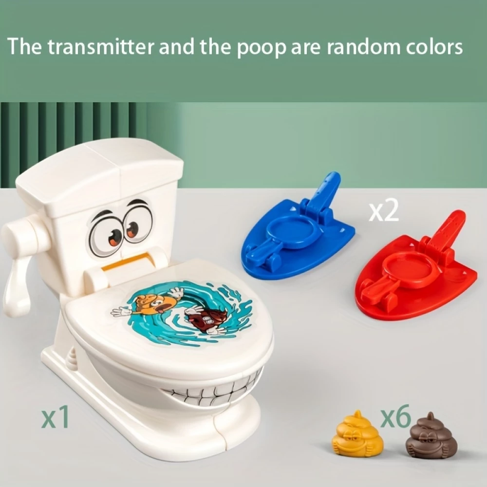 Jeu de Tir Drôle Toilette avec 2 Lancers et 6 Figurines Caca pour Enfants