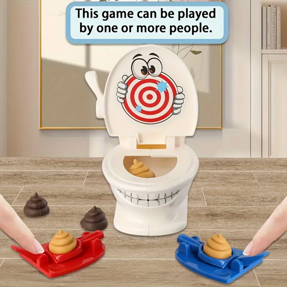 Jeu de Tir Drôle Toilette avec 2 Lancers et 6 Figurines Caca pour Enfants