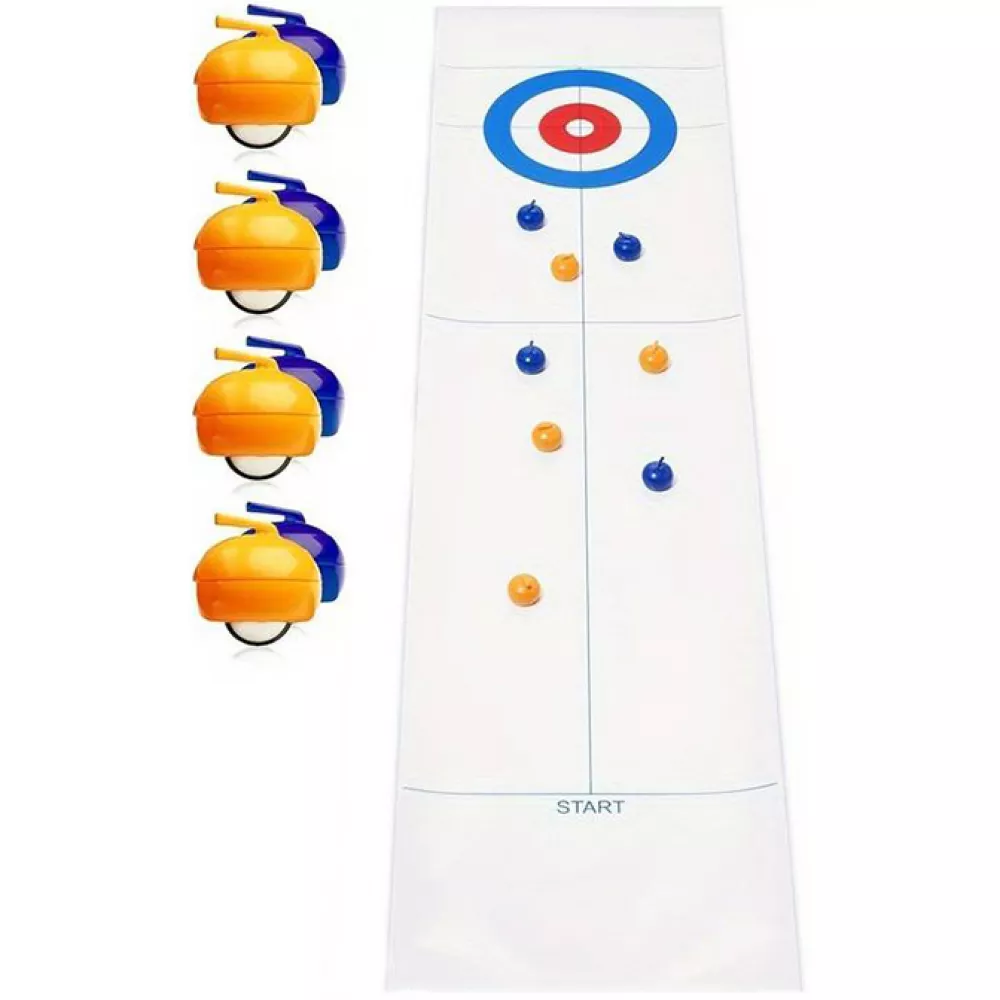 Jeu de curling de table avec 8 pierres (boule de curling) et tapis y compris le House