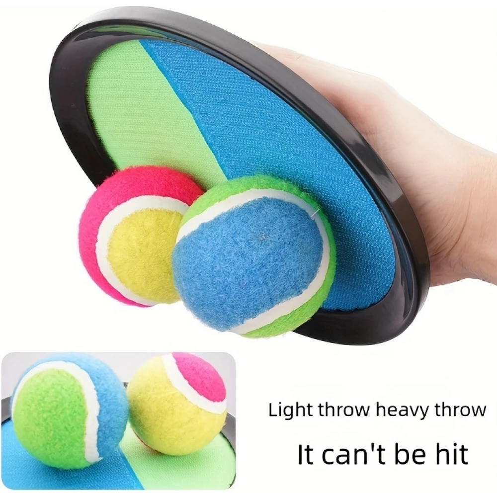 Jeu disques adh&eacute;sifs velcro avec balle &agrave; attraper pour enfants et adultes (set de 2 disques et 1 balle) - Rose/jaune