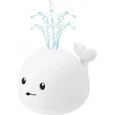 Jouet mignon baleine pour baignoire avec lumière LED et fonction éclaboussure pour bébé - Blanc