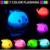 Jouet mignon baleine pour baignoire avec lumière LED et fonction éclaboussure pour bébé - Blanc