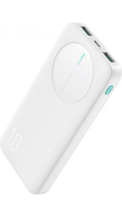 Joyroom Powerbank 3 en 1 avec capacit&eacute; de 10000mAh clean Design 2x USB-A 2.4 & 1x USB-C (In+Out) - Blanc