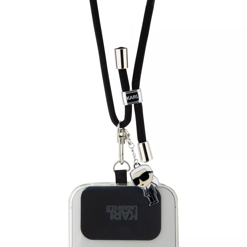 Karl Lagerfeld lanière amovible et réglable avec pendentif métallique de Karl - Noir