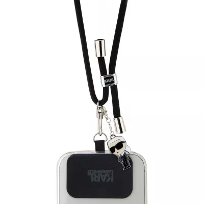 Karl Lagerfeld lanière amovible et réglable avec pendentif métallique de Karl - Noir