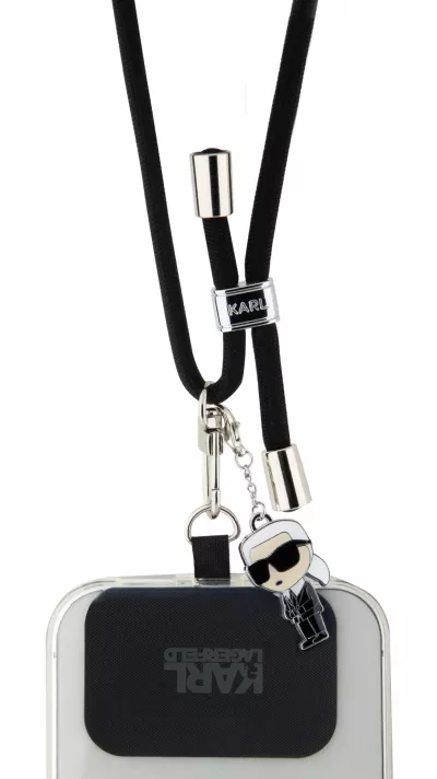 Karl Lagerfeld abnehmbares und verstellbares Lanyard mit Metallanhänger von Karl - Schwarz