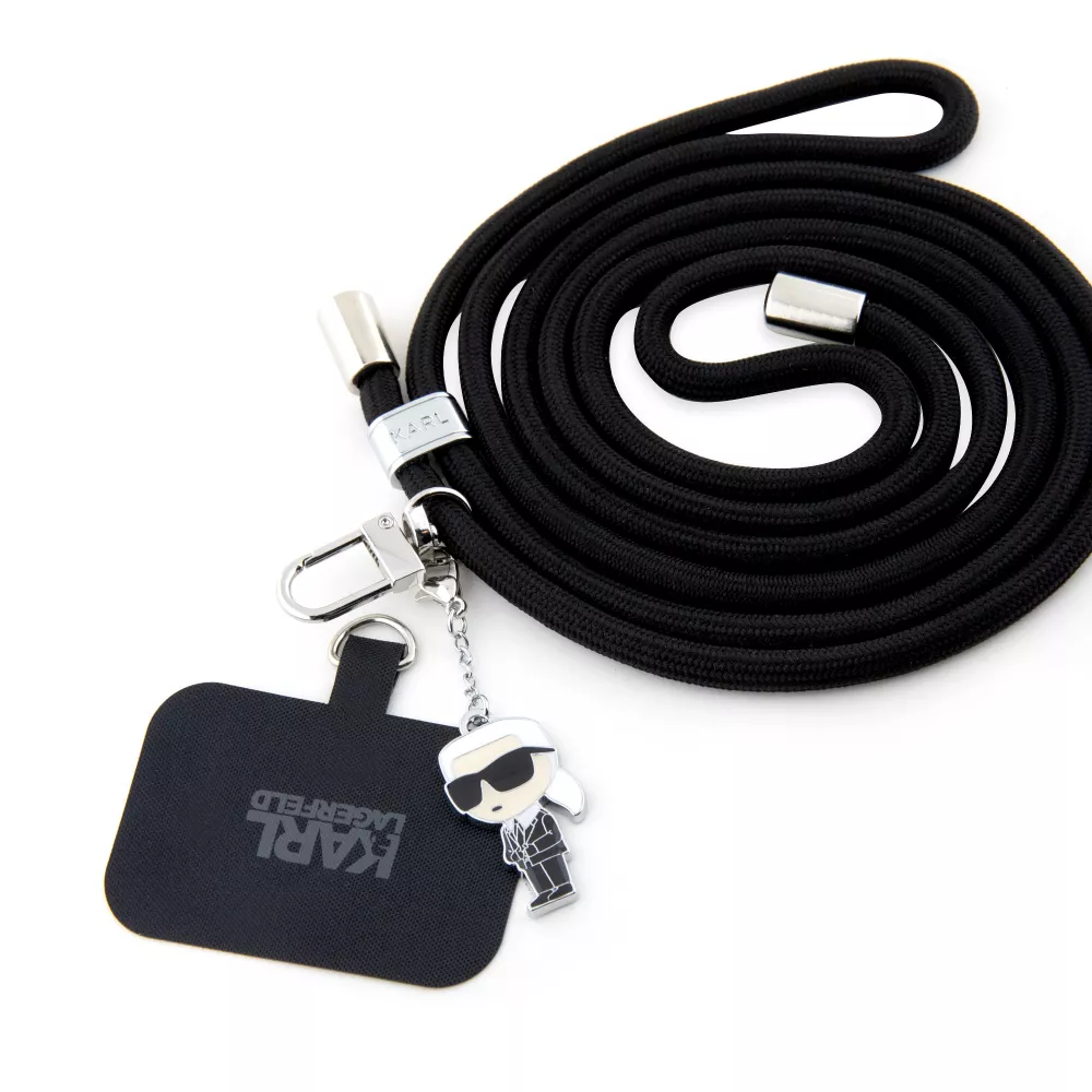 Karl Lagerfeld lanière amovible et réglable avec pendentif métallique de Karl - Noir