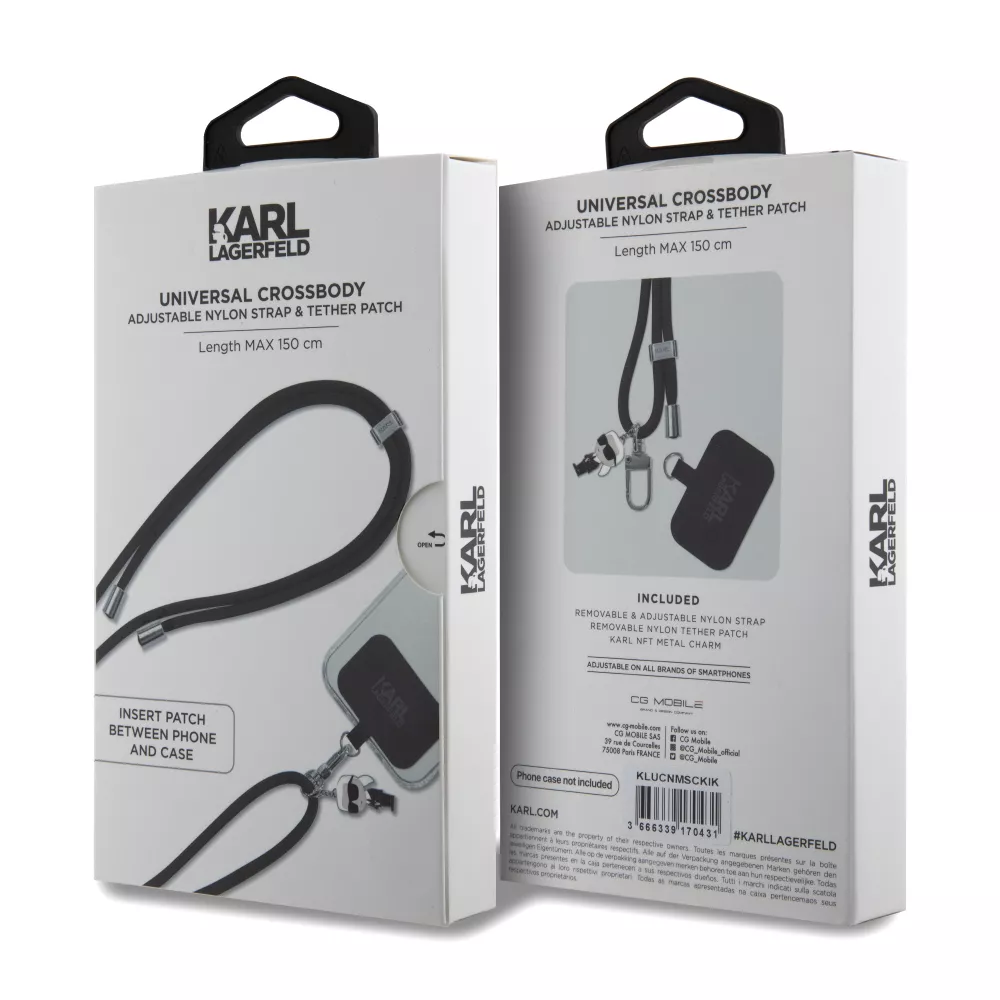 Karl Lagerfeld lanière amovible et réglable avec pendentif métallique de Karl - Noir