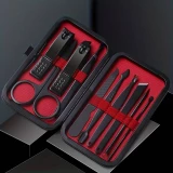 Professionelles 10-teiliges Maniküre- und Pediküre-Set mit tragbarem Reiseetui - Schwarz