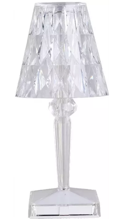 Lampe de chevet/table design transparente tactile style diamants/cristal et LED multicolores sans fil