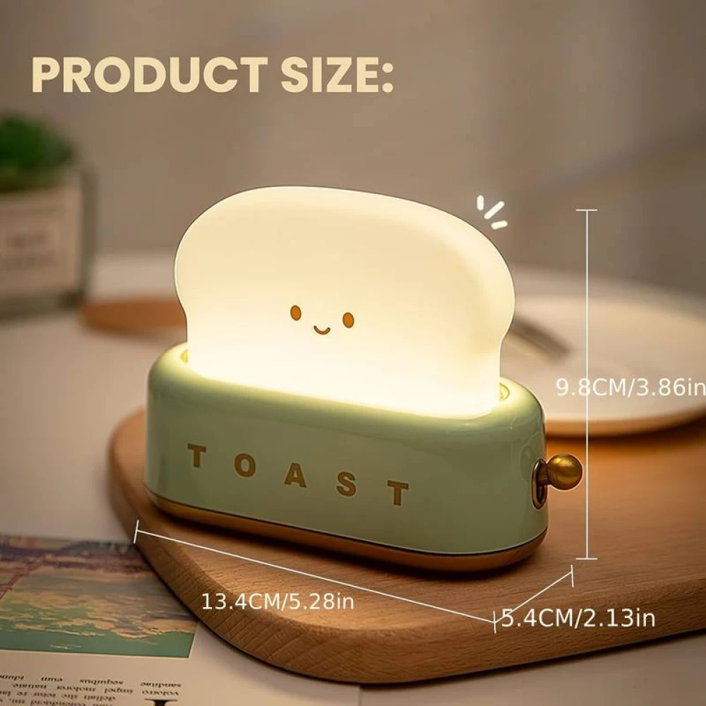 LED-Tischlampe in Form eines niedlichen Toasters Nachtlicht f&uuml;r Kinder USB-C - Gr&uuml;n