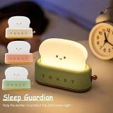 LED-Tischlampe in Form eines niedlichen Toasters Nachtlicht f&uuml;r Kinder USB-C - Gr&uuml;n