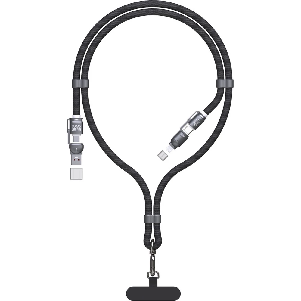 Lani&egrave;re c&acirc;ble 4 en 1 Dudao L20MAX USB-A / USB-C / Lightning PD QC 65W (1.5 m) - Noir