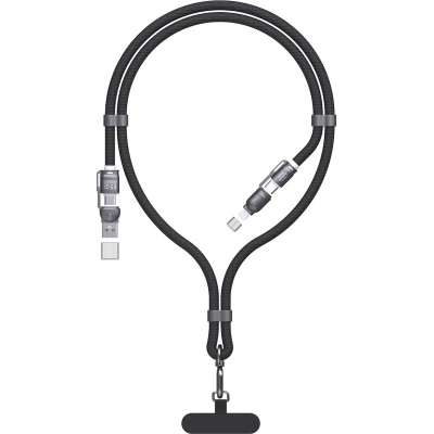 Lani&egrave;re c&acirc;ble 4 en 1 Dudao L20MAX USB-A / USB-C / Lightning PD QC 65W (1.5 m) - Noir