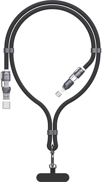 Lani&egrave;re c&acirc;ble 4 en 1 Dudao L20MAX USB-A / USB-C / Lightning PD QC 65W (1.5 m) - Noir