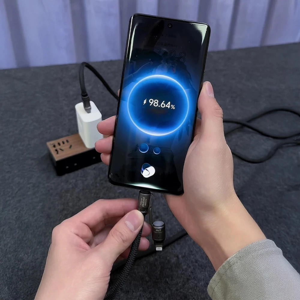 Lani&egrave;re c&acirc;ble 4 en 1 Dudao L20MAX USB-A / USB-C / Lightning PD QC 65W (1.5 m) - Noir