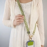 Lanière universelle de téléphone élégante et ajustable en tissu avec fausse perle - Rouge