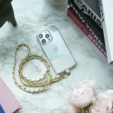 Elegante und raffinierte universelle Smartphone-Schlaufe/Schnalle aus Kunstleder und Metall - Weiss