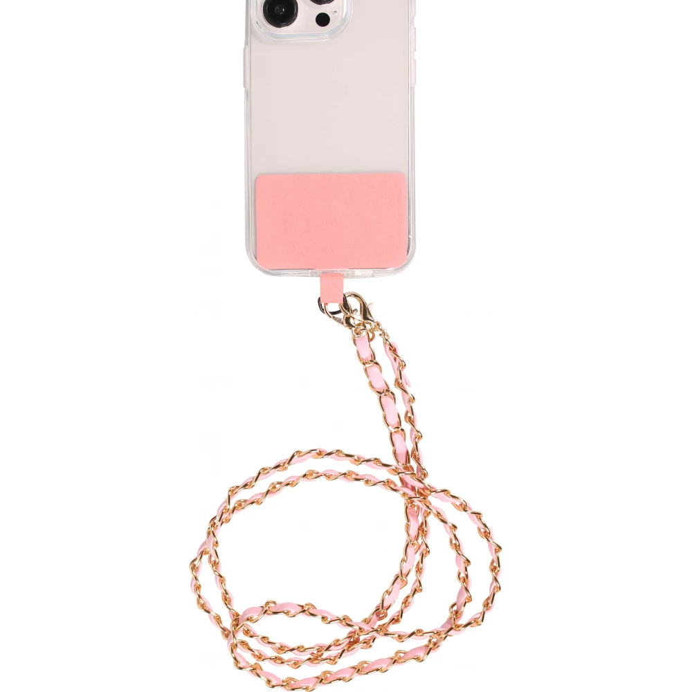 Elegante und raffinierte universelle Smartphone-Schlaufe/Schnalle aus Kunstleder und Metall - Rosa