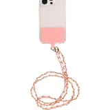 Elegante und raffinierte universelle Smartphone-Schlaufe/Schnalle aus Kunstleder und Metall - Rosa