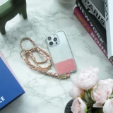 Elegante und raffinierte universelle Smartphone-Schlaufe/Schnalle aus Kunstleder und Metall - Rosa