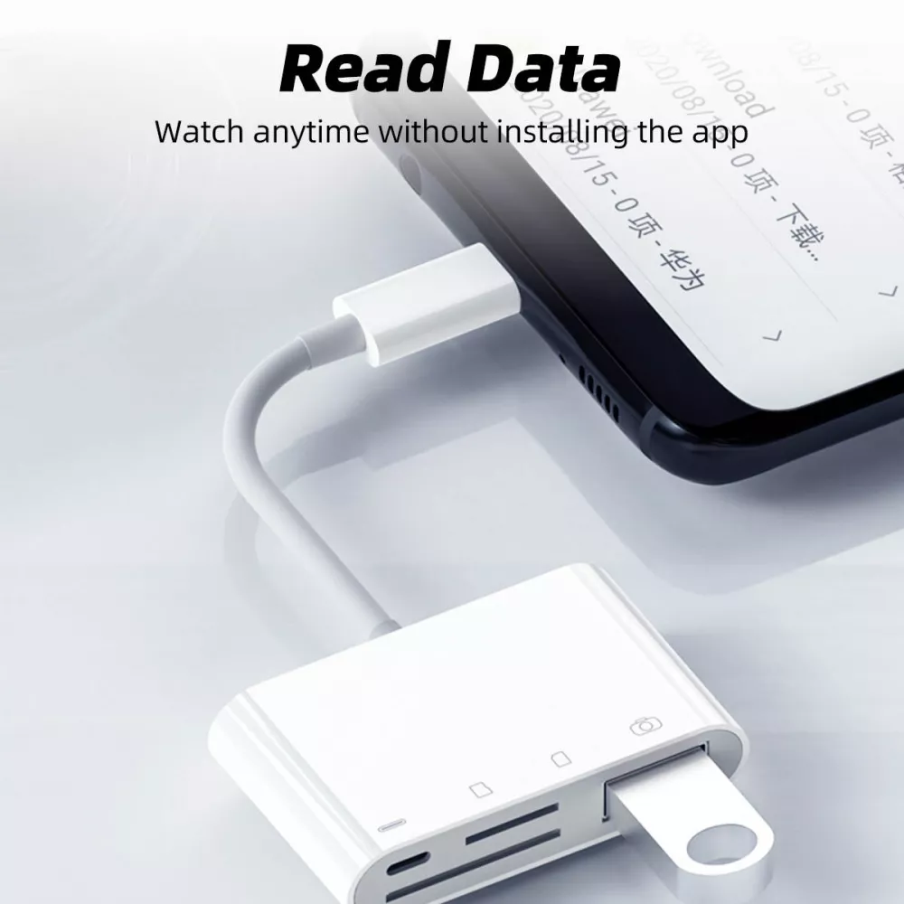 Lecteur USB-C vers cartes mémoire SD & Micro-SD et USB (4 en 1) pour MacBook & iPad - Blanc