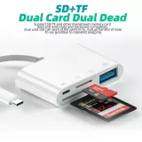 Lecteur USB-C vers cartes mémoire SD & Micro-SD et USB (4 en 1) pour MacBook & iPad - Blanc