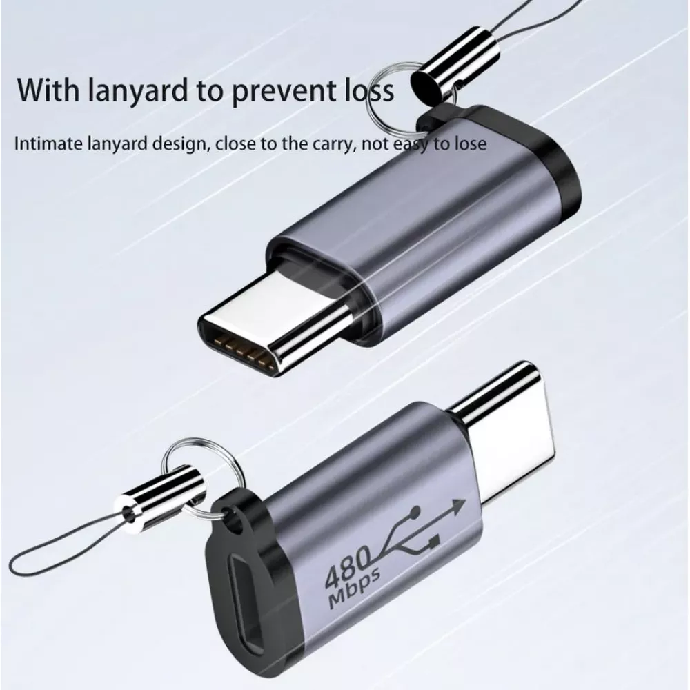 Lightning vers USB-C - Adaptateur de charge de haute qualité Connecteur Transfert de données 480Mbps Aluminium