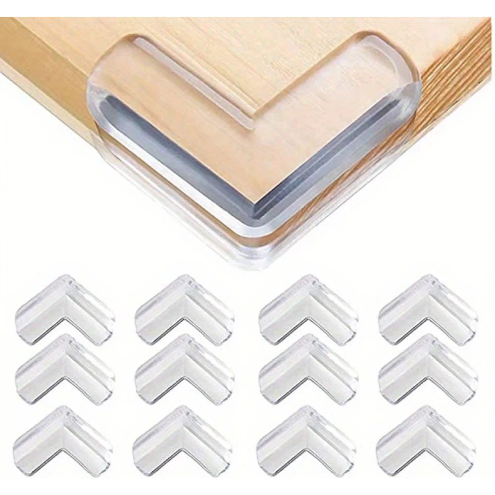 Lot de 12 protections pour coins de meuble en silicone id&eacute;al pour les b&eacute;b&eacute;s - Transparent