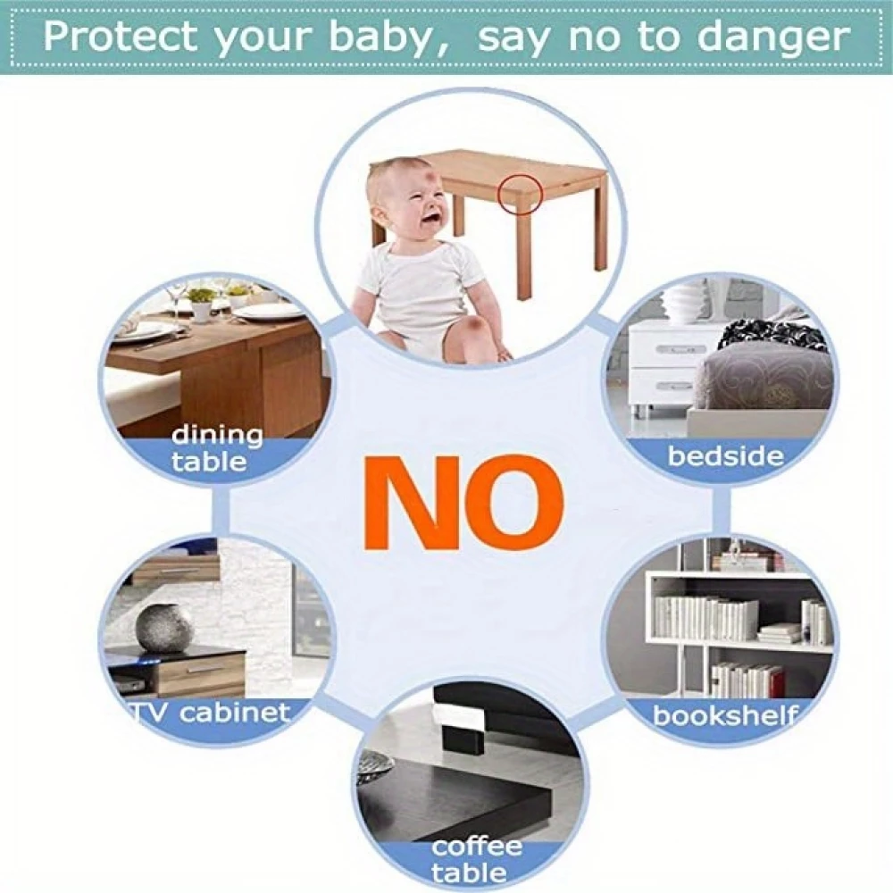 Lot de 12 protections pour coins de meuble en silicone id&eacute;al pour les b&eacute;b&eacute;s - Transparent