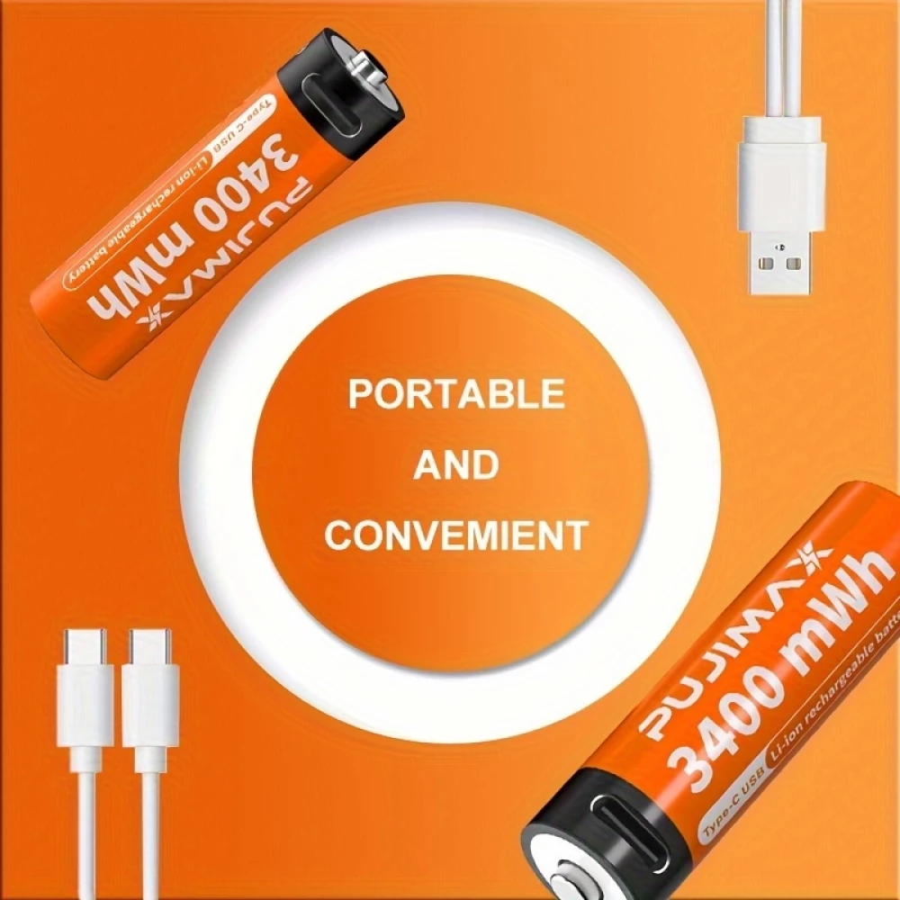 Lot de 4 Piles AAA rechargeables (1100 mWh) avec port USB-C