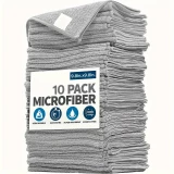 Set aus ultrafeinen Mikrofaser-Reinigungstüchern saugfähig und weich (Packung mit 10 Stück) - Hellgrau