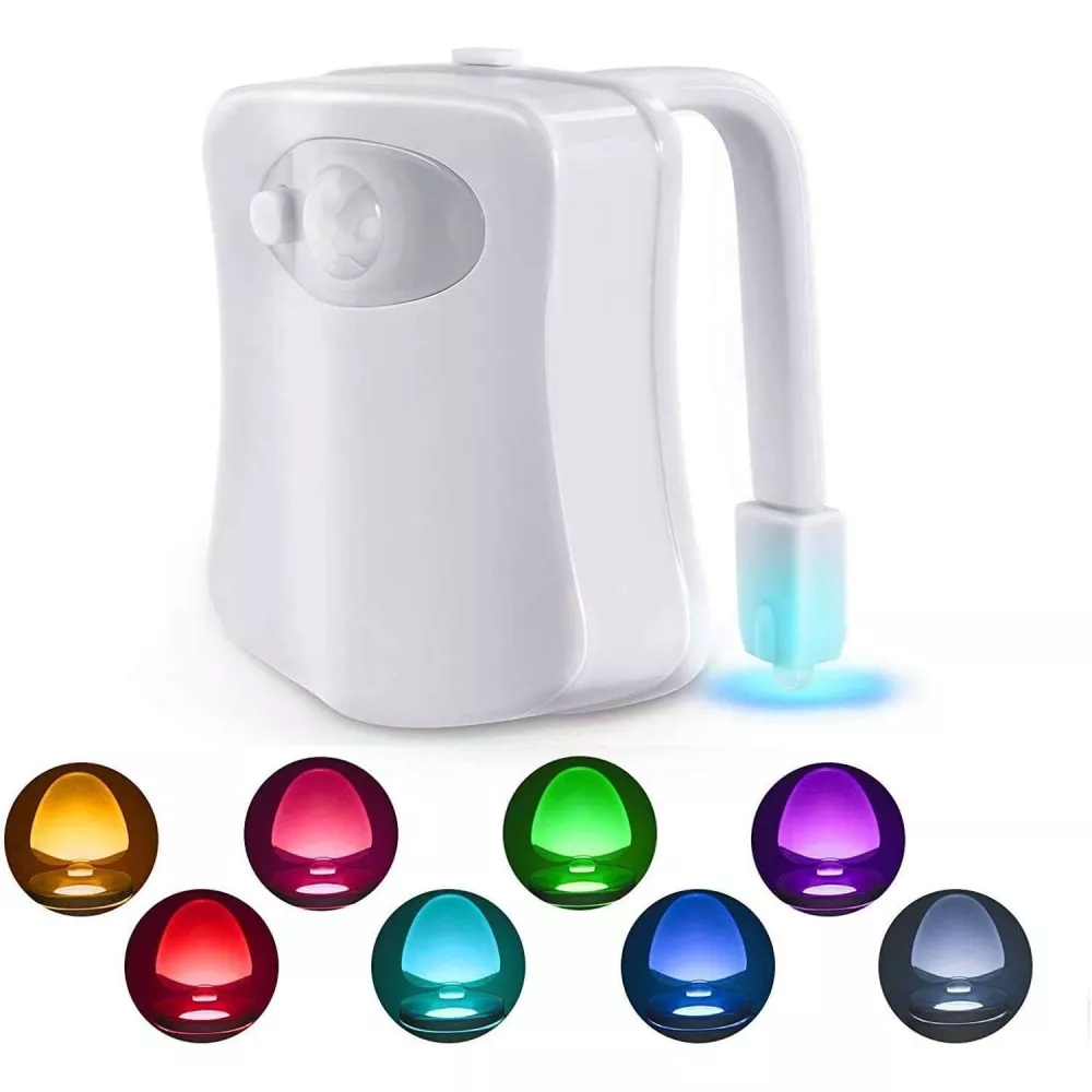 Lumière LED pour toilettes 16 couleurs avec capteur de mouvement - Blanc