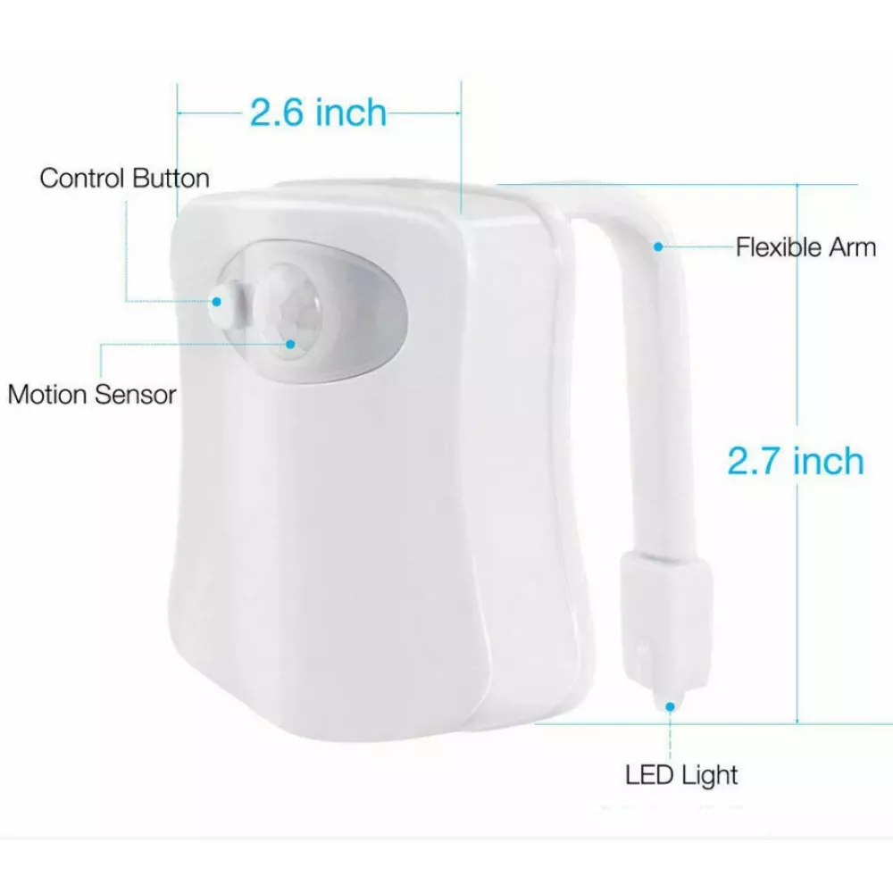 Lumière LED pour toilettes 16 couleurs avec capteur de mouvement - Blanc