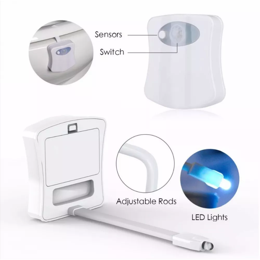 Lumière LED pour toilettes 16 couleurs avec capteur de mouvement - Blanc