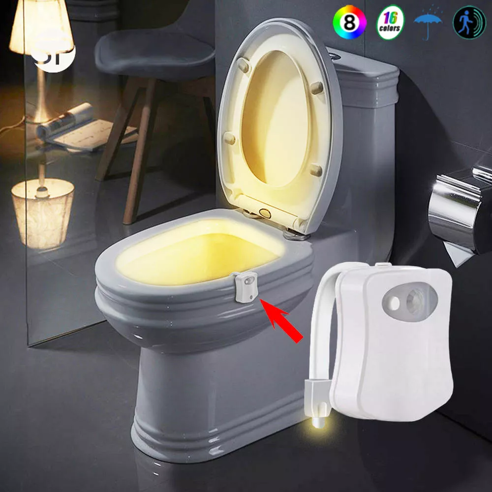 Lumière LED pour toilettes 16 couleurs avec capteur de mouvement - Blanc