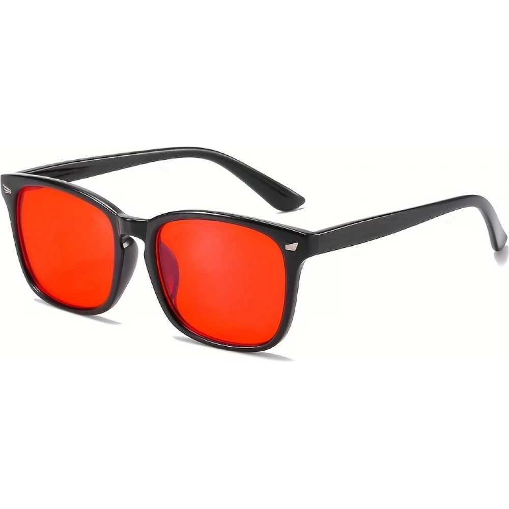 Lunettes anti-lumière bleue avec verres rouges (protection forte) pour réduction fatigue oculaire - Noir