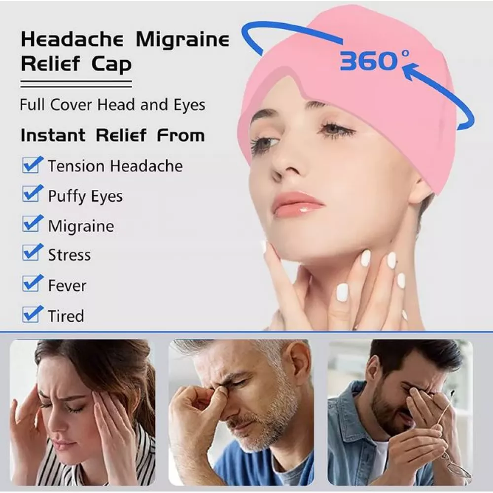 Masque / bonnet universel anti-migraine thérapie froid et chaud pour adulte - Noir