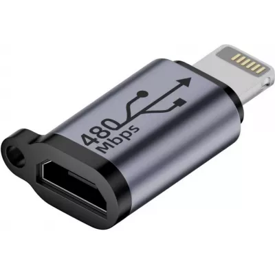 Micro USB vers Lightning - Adaptateur de charge de haute qualité Connecteur Transfert de données 480Mbps Aluminium