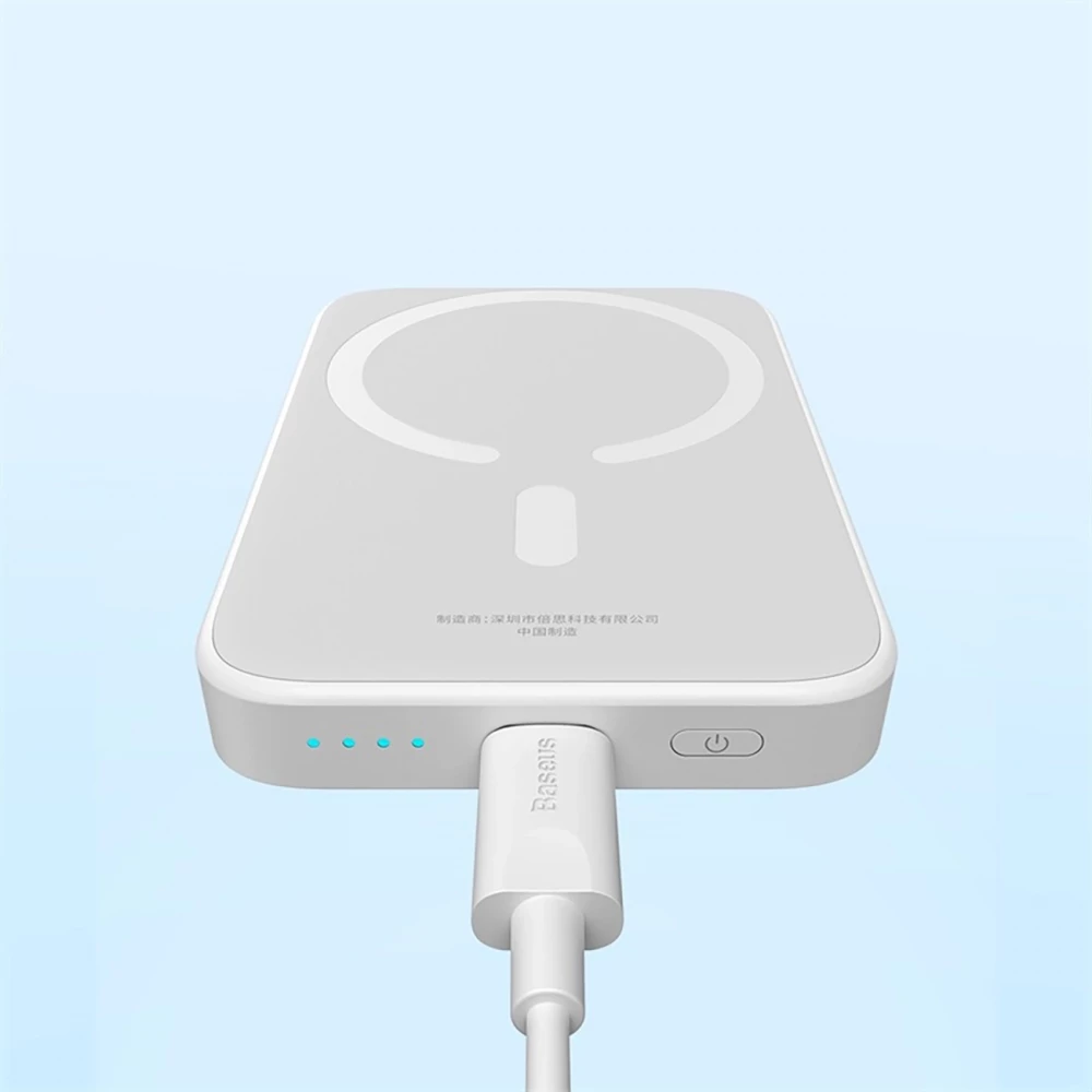 Baseus MagSafe 6000mAh Power Bank Mini Externe 20W mit USB-C Kabel - Weiss