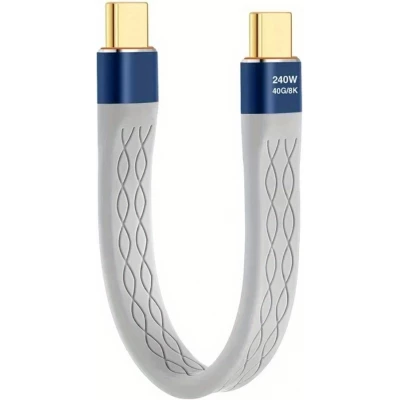 USB-C PD 240W Mini Flachkabel USB4 40 Gbps 8K@60 Hz Thunderbolt-kompatibel - Grau