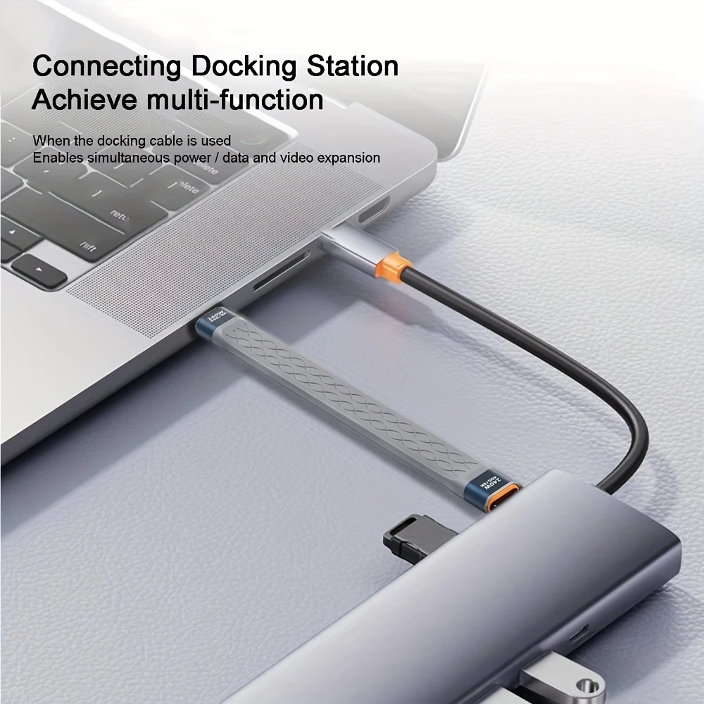 Mini c&acirc;ble plat USB-C PD 240W USB4 40 Gbps 8K@60 Hz compatible Thunderbolt - Gris