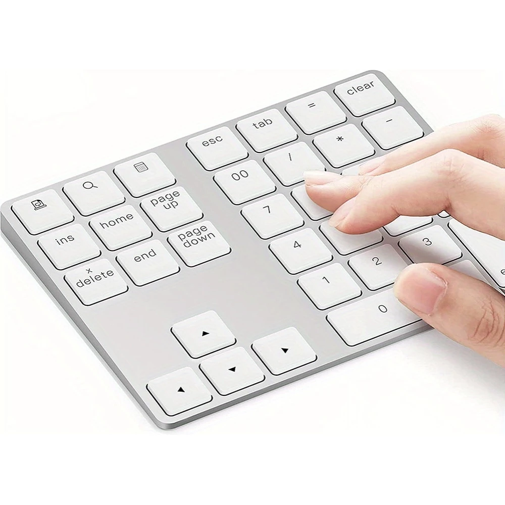 Mini clavier pavé numérique sans fil Bluetooth portable rechargeable compact look MacBook - Blanc